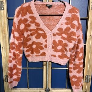 Art Class Pink and Orange Floral Cardigan